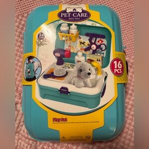 Kids puppy Backpack Play Set - Teal and White